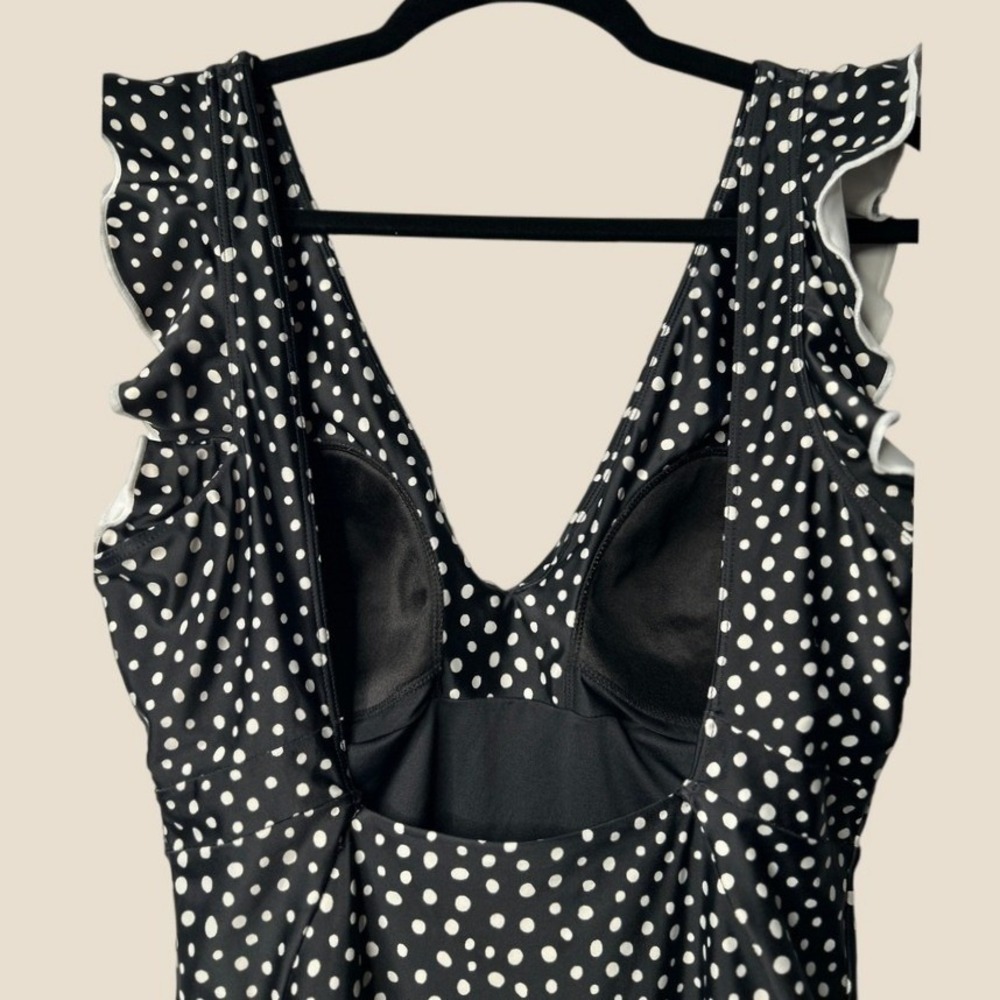 Summersalt Ruffle Backflip Swimsuit 10 Polka Dot Black White UPF 50 Pinup Twee - Picture 7 of 10